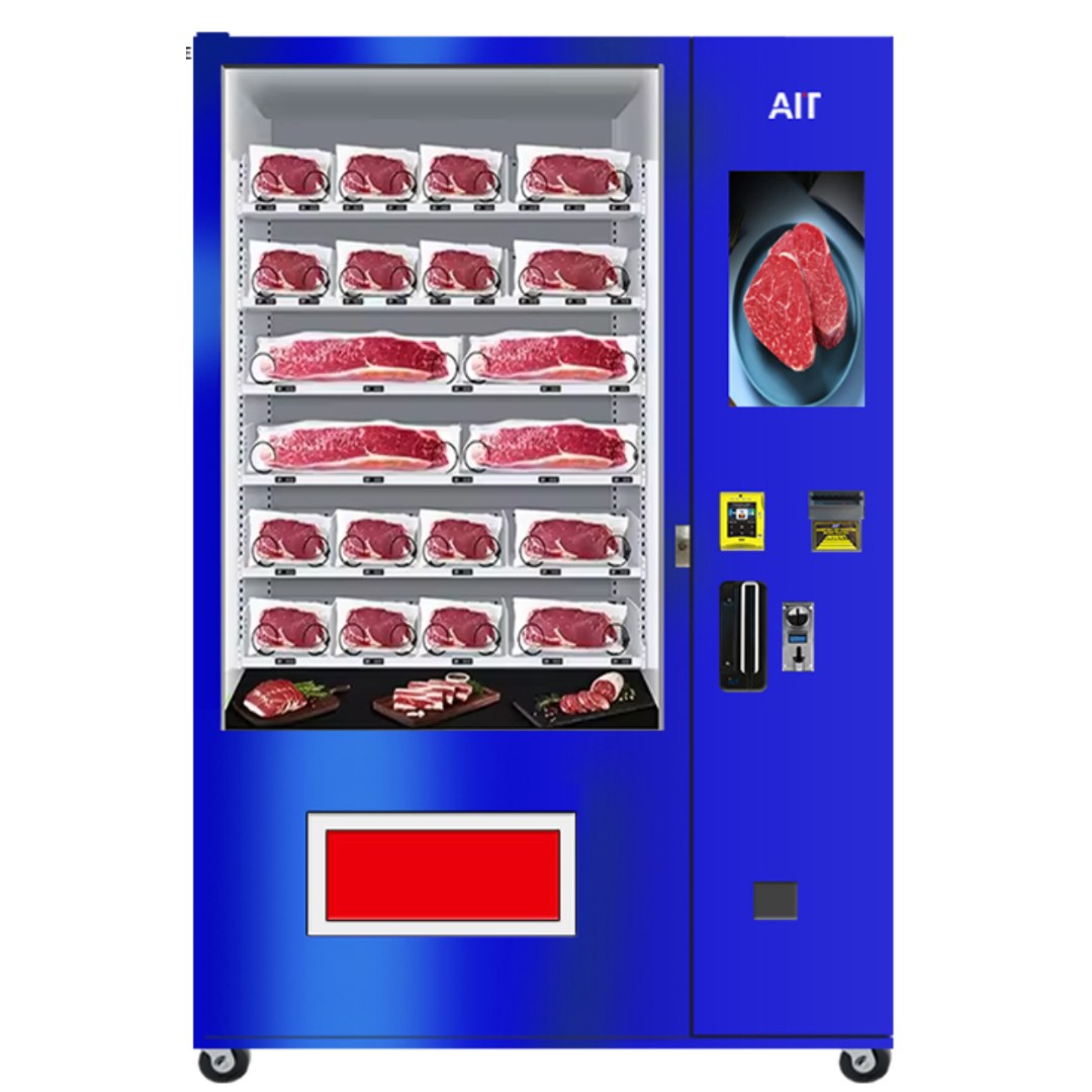 Expendedora refrigerada para carne fresca y congelada con pantalla táctil de 22" · MER-001