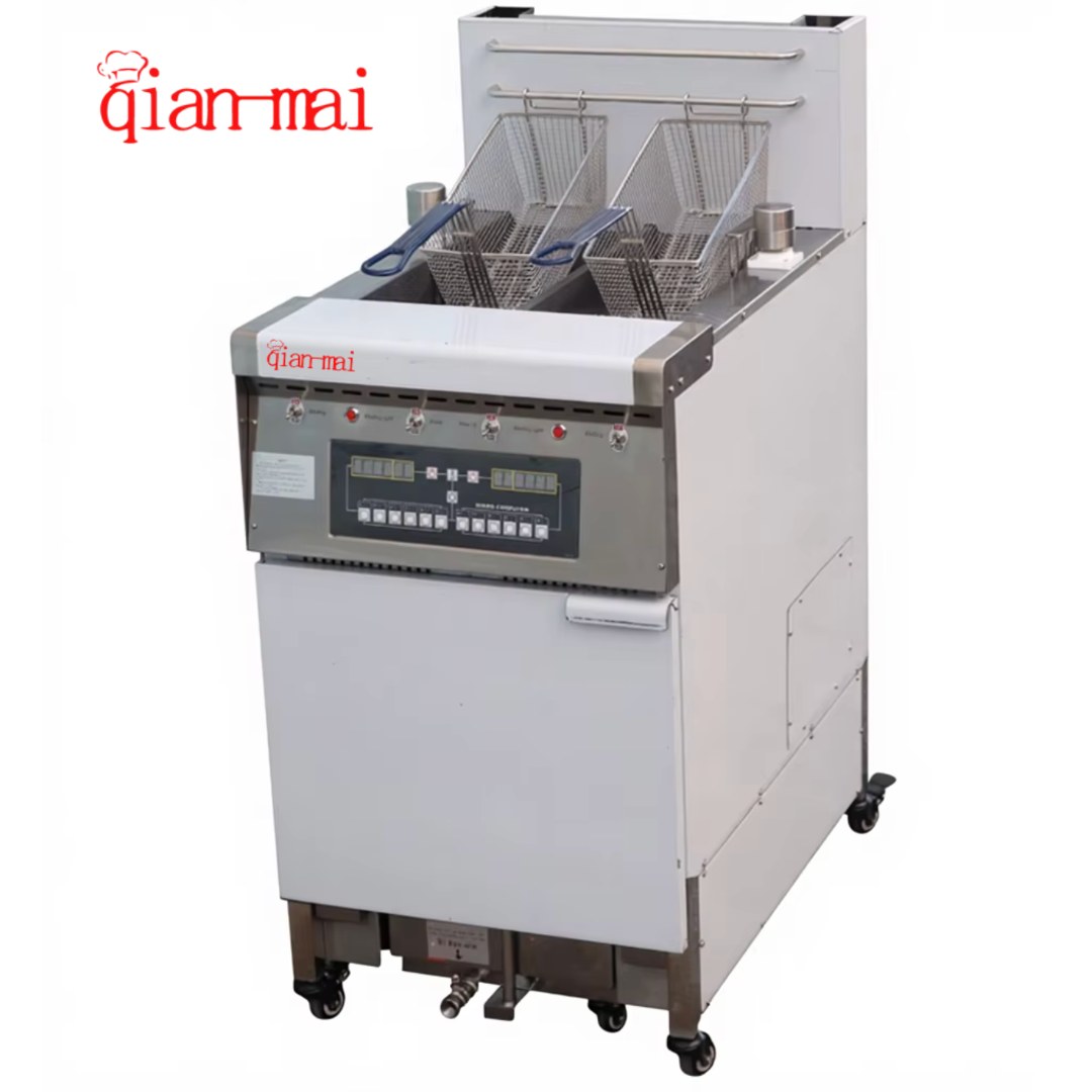 Freidora industrial a gas automática con doble cuba de 24 L y elevación automática · GFK-4GF-2