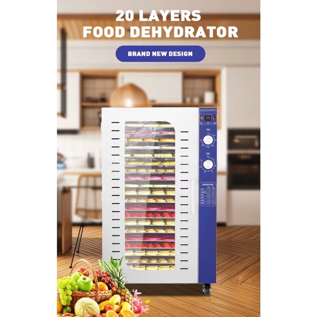 Deshidratador de alimentos comercial de 20 niveles con bandejas de acero inoxidable · DAC-001
