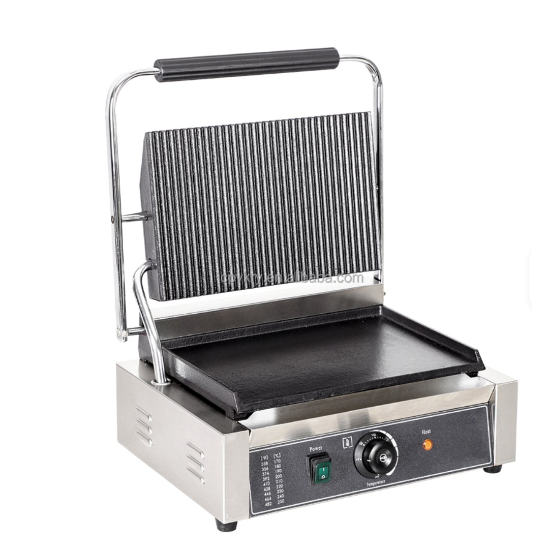 Plancha eléctrica para sándwich Panini de acero inoxidable con parrillas antiadherentes · FY-811EA