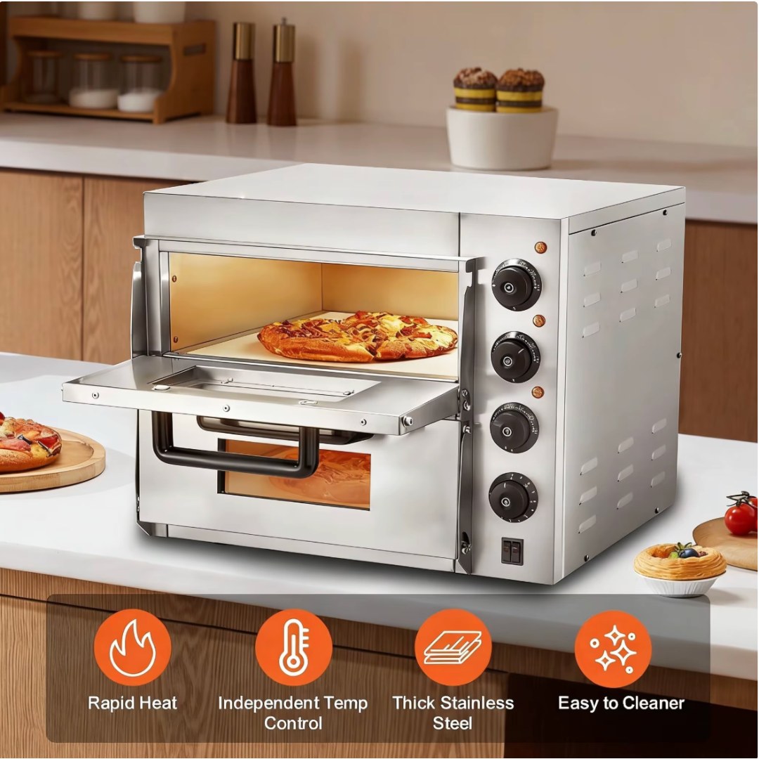 Horno pizzero eléctrico de doble cámara con piedra refractaria · BA-2D