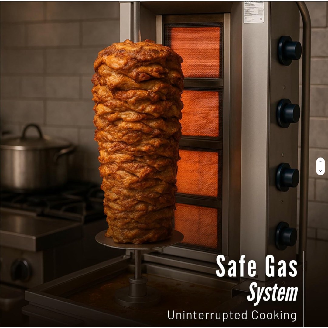 Asadora vertical de shawarma con 4 quemadores infrarrojos · BA-92